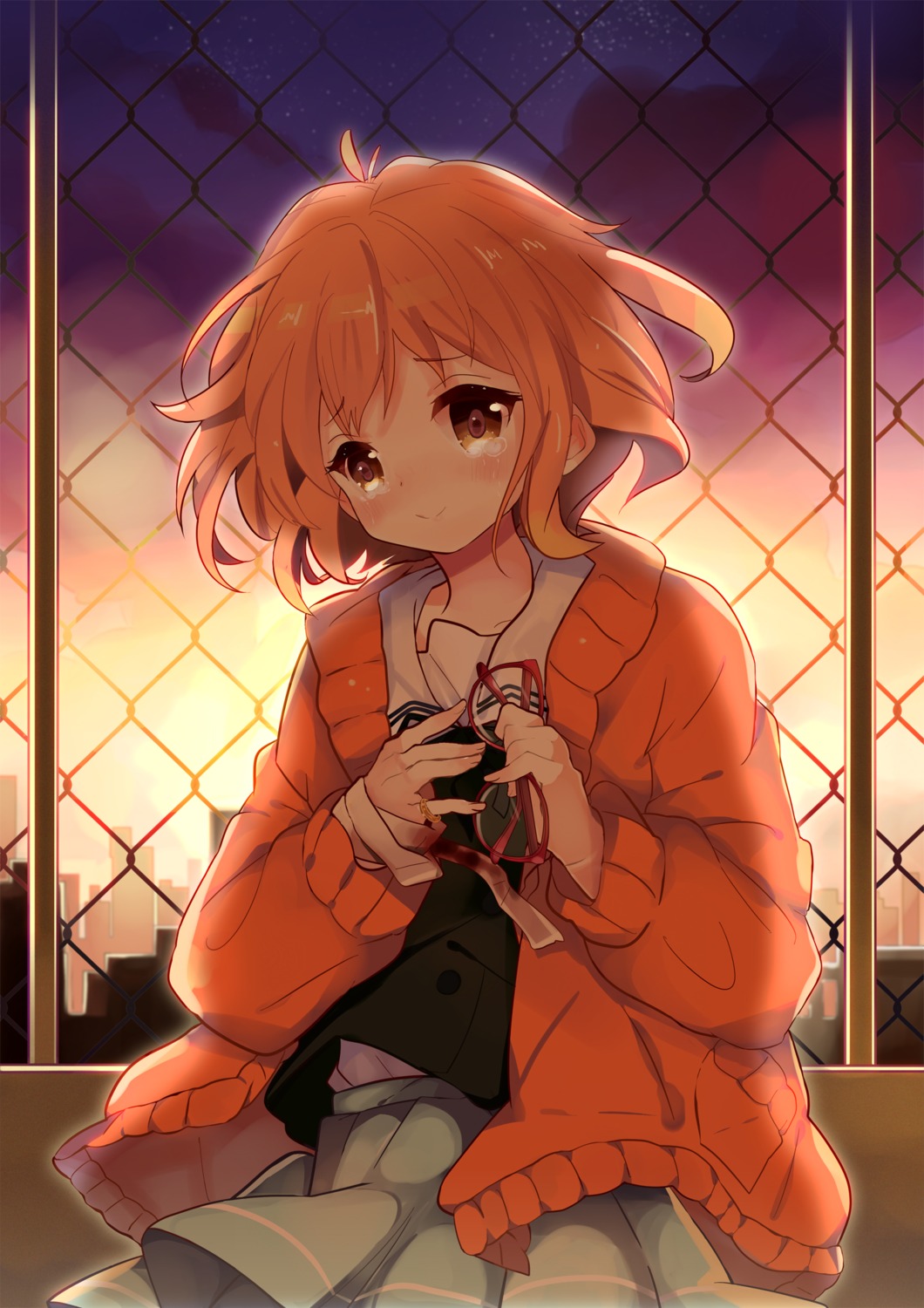 kagura_kurosaki, kuriyama_mirai, kyoukai_no_kanata, megane, seifuku