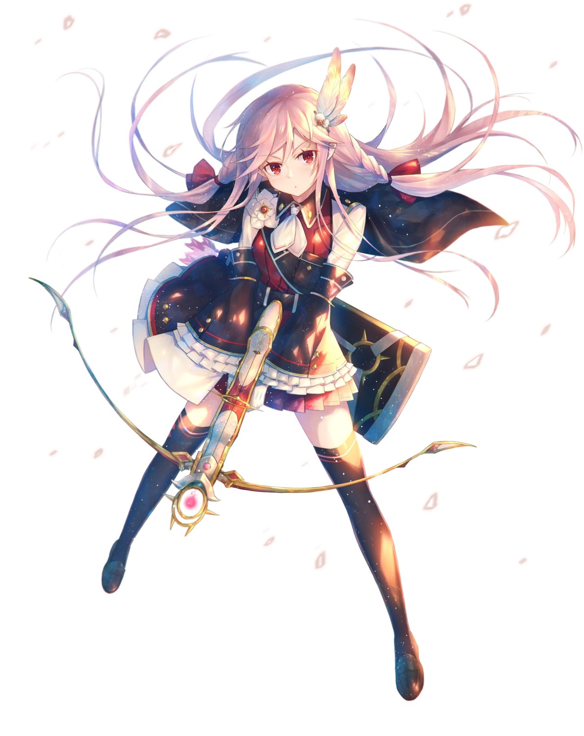jugatsu_junichi, seifuku, thighhighs, weapon