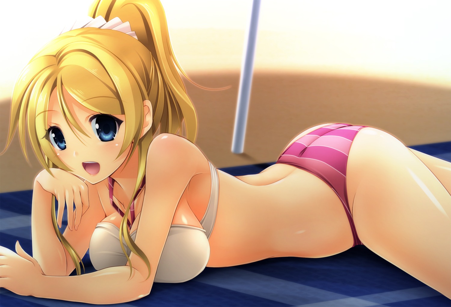 ass, ayase_eli, bikini, cleavage, kamishiro_mai_(capti-no), love_live!, love_live!_(series), swimsuits