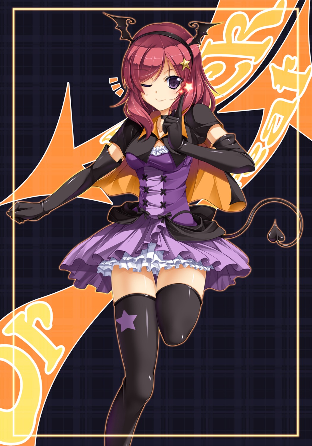 cleavage, dress, halloween, kamishiro_mai_(capti-no), love_live!, love_live!_(series), nishikino_maki, tail
