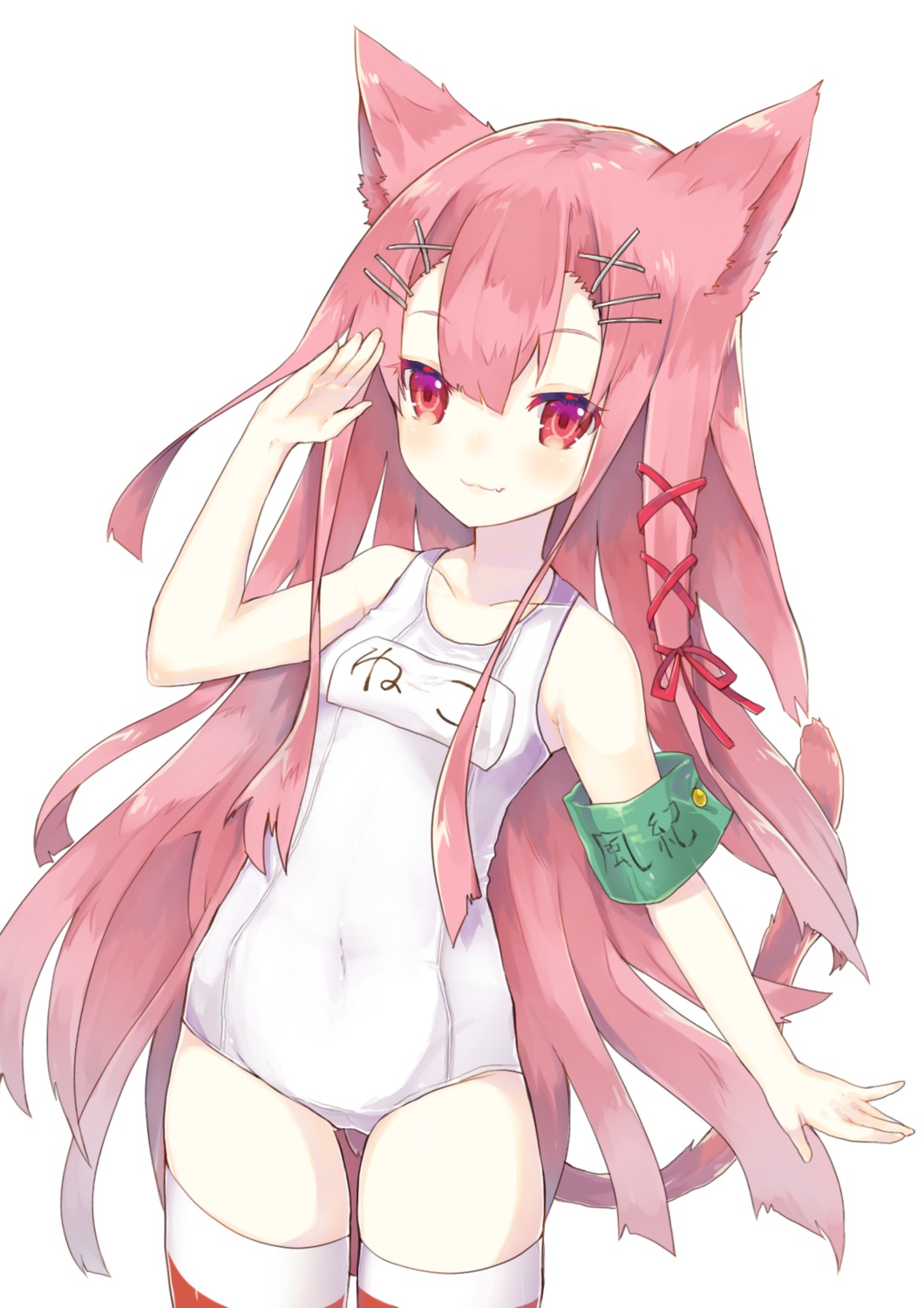 animal_ears, nekomimi, sakofu, school_swimsuit, swimsuits, tail, thighhighs