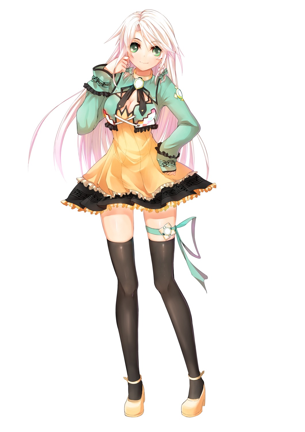 cleavage, dress, garter, heels, onceskylark, thighhighs
