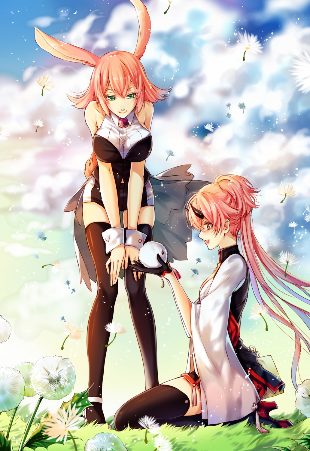 animal_ears, bunny_ears, dress, heels, horns, kingchenxi, pixiv_fantasia, pixiv_fantasia_t