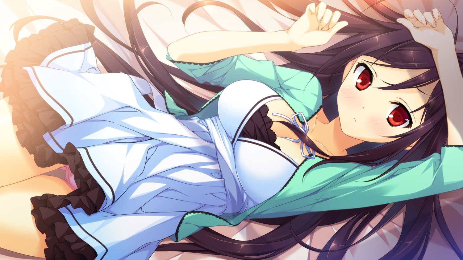 cleavage, dress, game_cg, koisuru_natsu_no_last_resort, kouzaki_umi, marui, pantsu, pulltop_latte