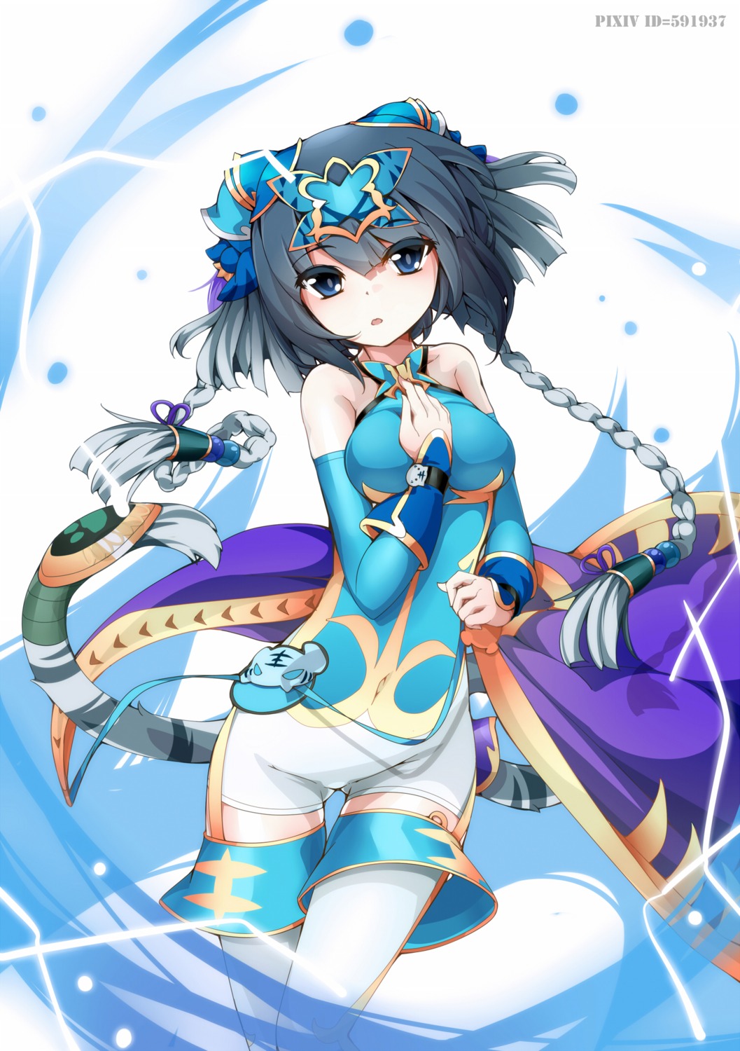 beniiha, haku_(puzzle_&_dragons), puzzle_&_dragons, stockings, tail, thighhighs