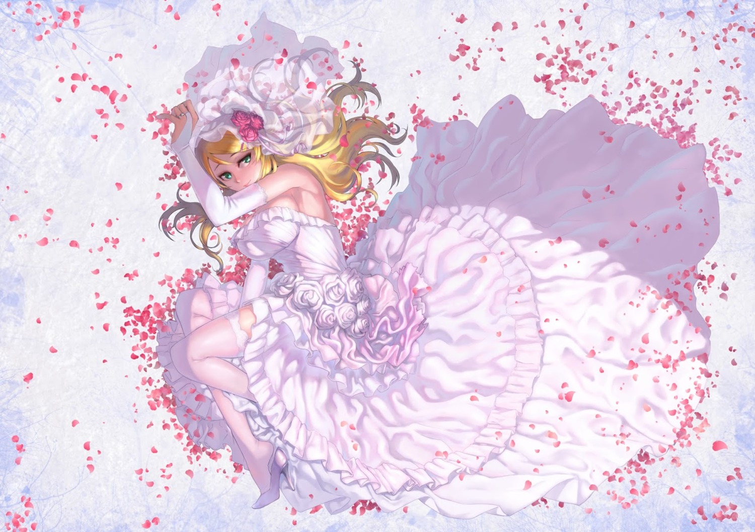 cleavage, dress, gamerag, heels, kousaka_kirino, ore_no_imouto_ga_konnani_kawaii_wake_ga_nai, thighhighs, wedding_dress
