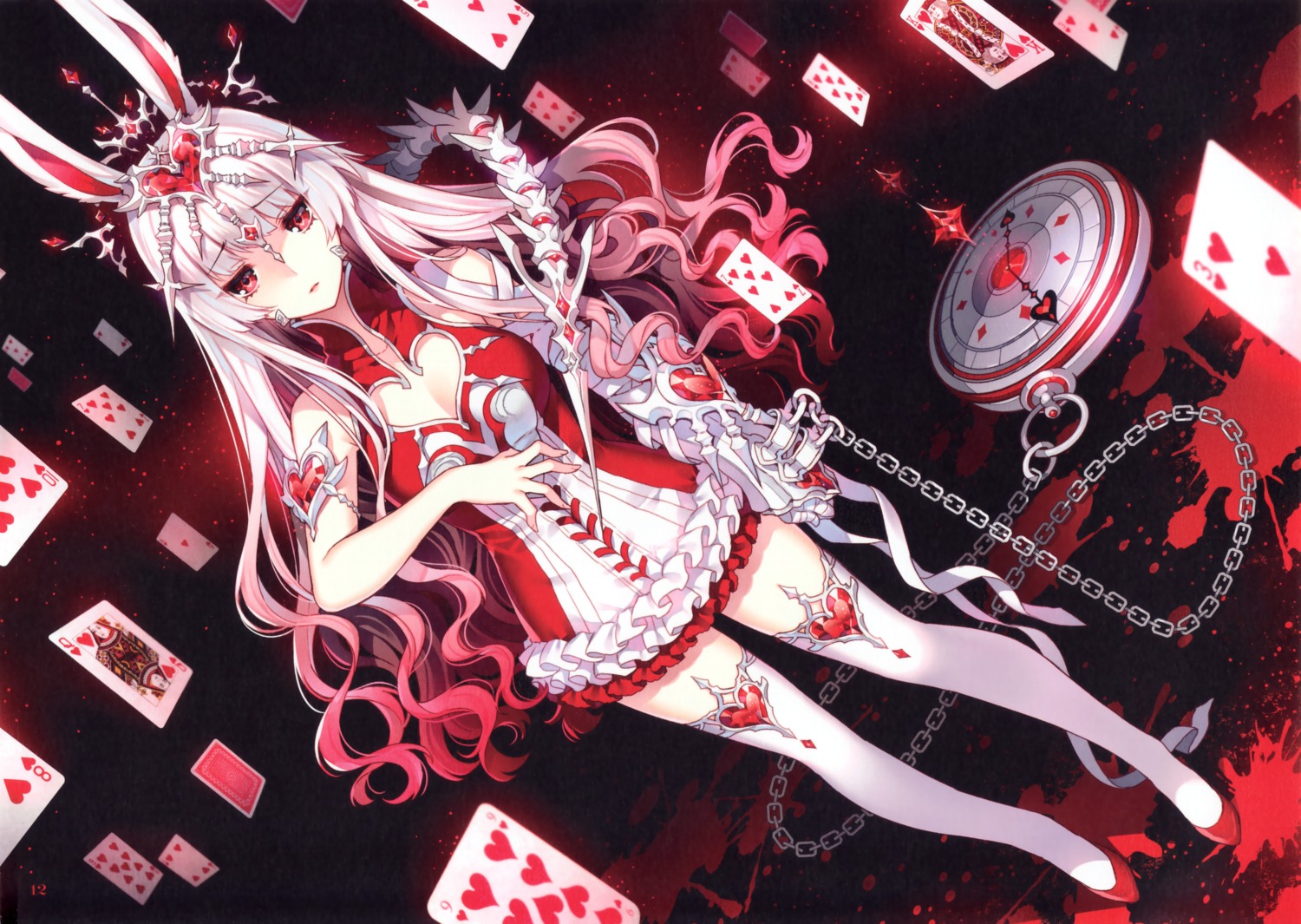 alice_in_wonderland, animal_ears, bunny_ears, butterfly_dream, cleavage, dress, nardack, thighhighs, white_rabbit
