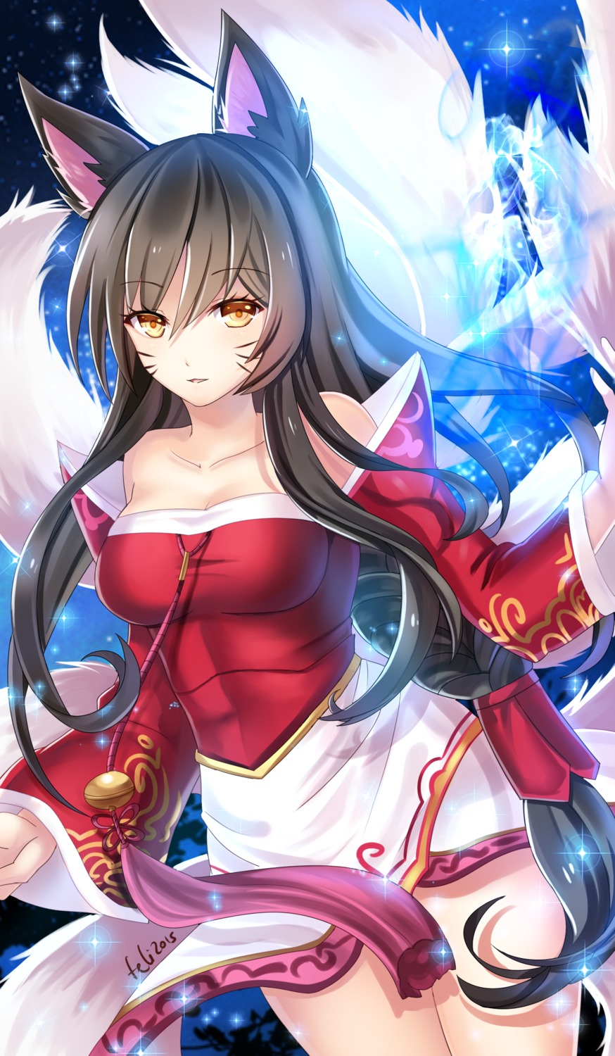 ahri, animal_ears, cleavage, felicia-val, kitsune, league_of_legends, tail