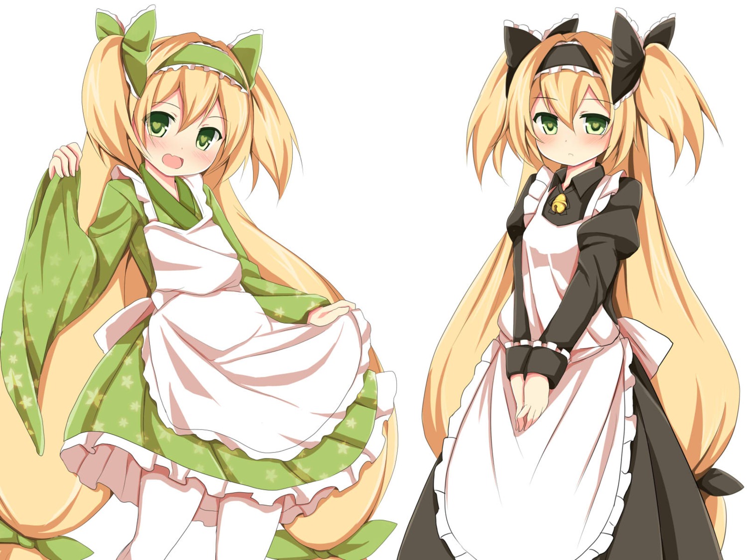 blazblue, dress, godharo1, maid, pantyhose, platinum_the_trinity, skirt_lift, wa_maid