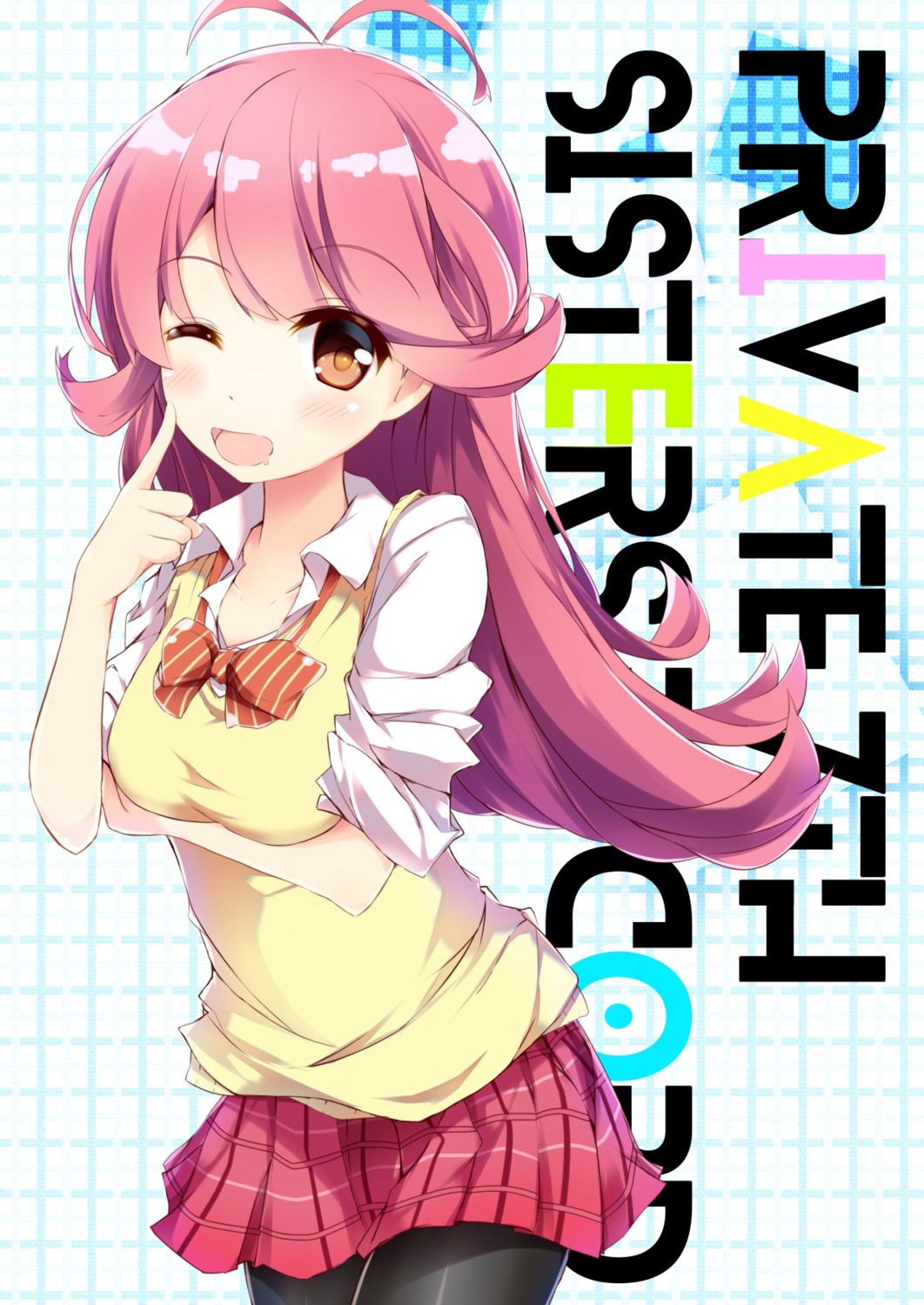 breast_hold, fuuna, pantyhose, sakaiya_yumeno, seifuku, tokyo_7th_sisters