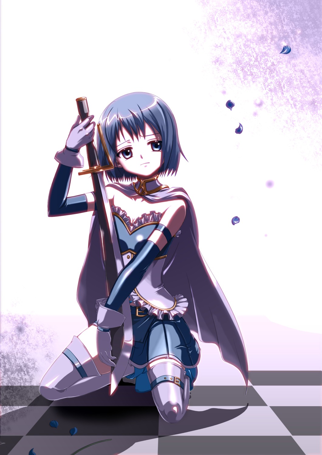 cleavage, hayosena, mahou_shoujo_madoka_magica, miki_sayaka, sword, thighhighs