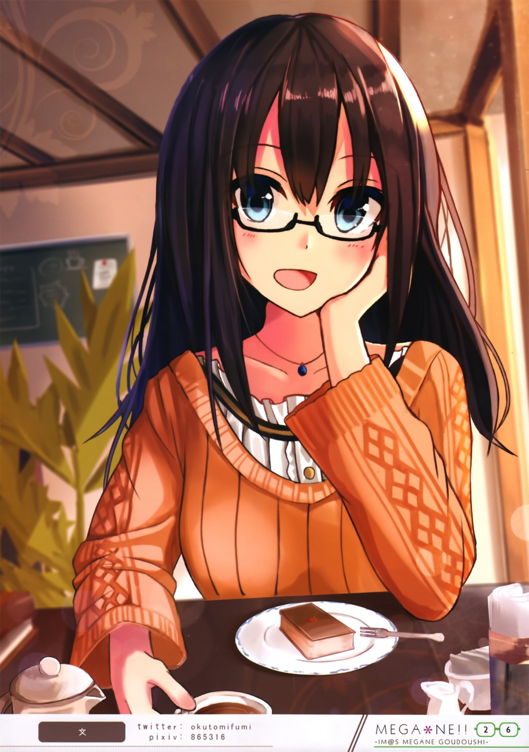 megane, okutomi_fumi, shibuya_rin, sweater, the_idolm@ster, the_idolm@ster_cinderella_girls