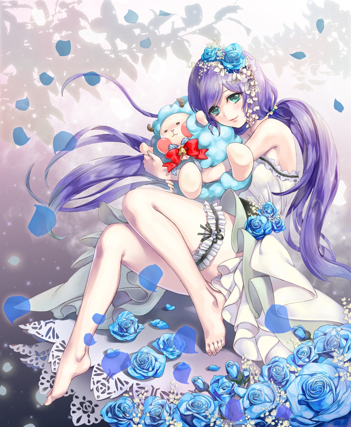 cornpu, dress, feet, garter, love_live!, love_live!_(series), toujou_nozomi