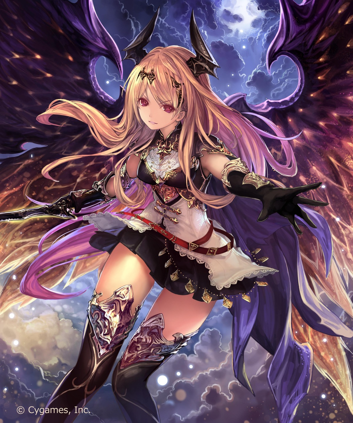 armor, dark_angel_olivia, dress, horns, jpeg_artifacts, shingeki_no_bahamut, sword, tachikawa_mushimaro