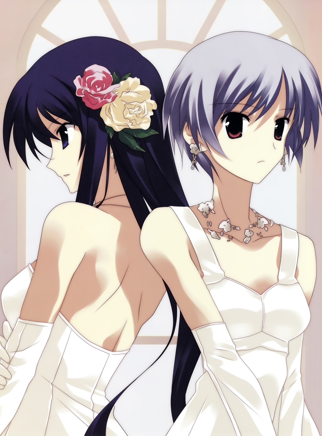 5pb., chaos;head, cleavage, dress, sasaki_mutsumi, wedding_dress