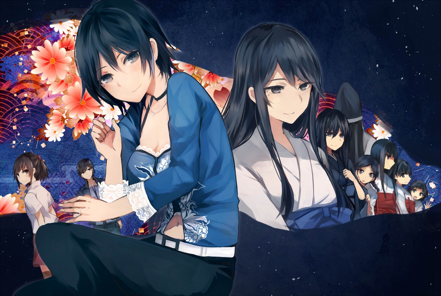 cleavage, japanese_clothes, kurosawa_rei, open_shirt, tare, zero