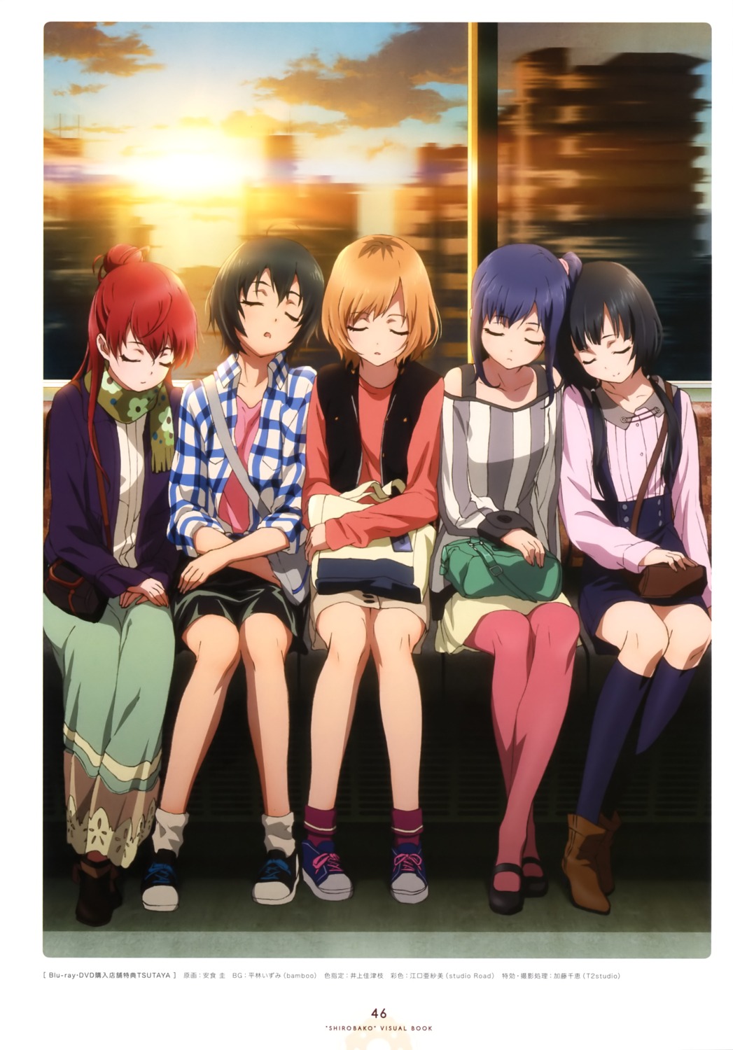 ajiki_kei, dress, imai_midori, miyamori_aoi, pantyhose, sakaki_shizuka, shirobako, toudou_misa