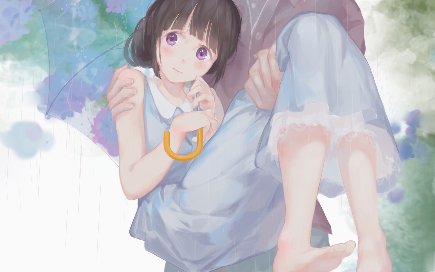 chitanda_eru, dress, feet, hyouka, jq, umbrella, wallpaper