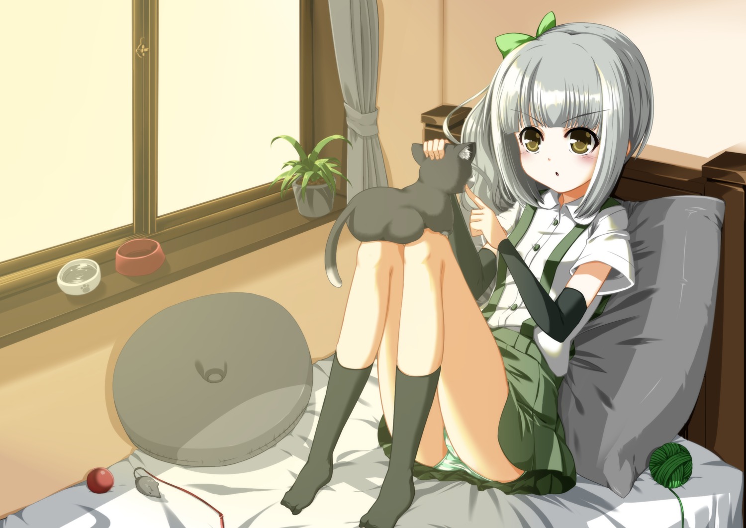 eiyuu, kantai_collection, kasumi_(kancolle), neko, pantsu, shimapan