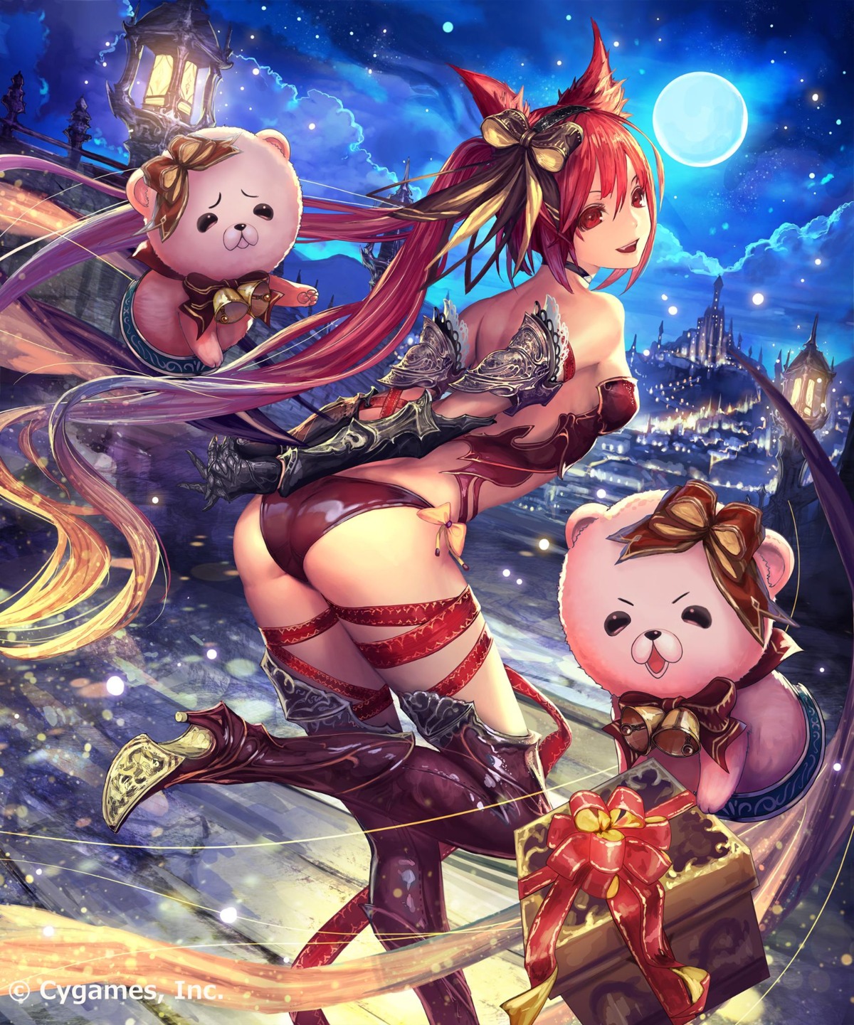 animal_ears, armor, ass, bikini_armor, cerberus_(shingeki_no_bahamut), heels, jpeg_artifacts, shingeki_no_bahamut, tachikawa_mushimaro, thighhighs