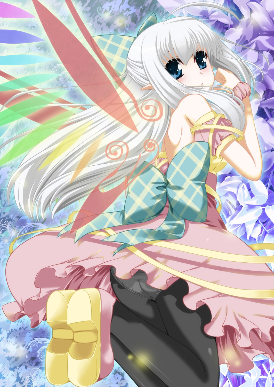 ass, dress, eiyuu, pantsu, pantyhose, pointy_ears, wings