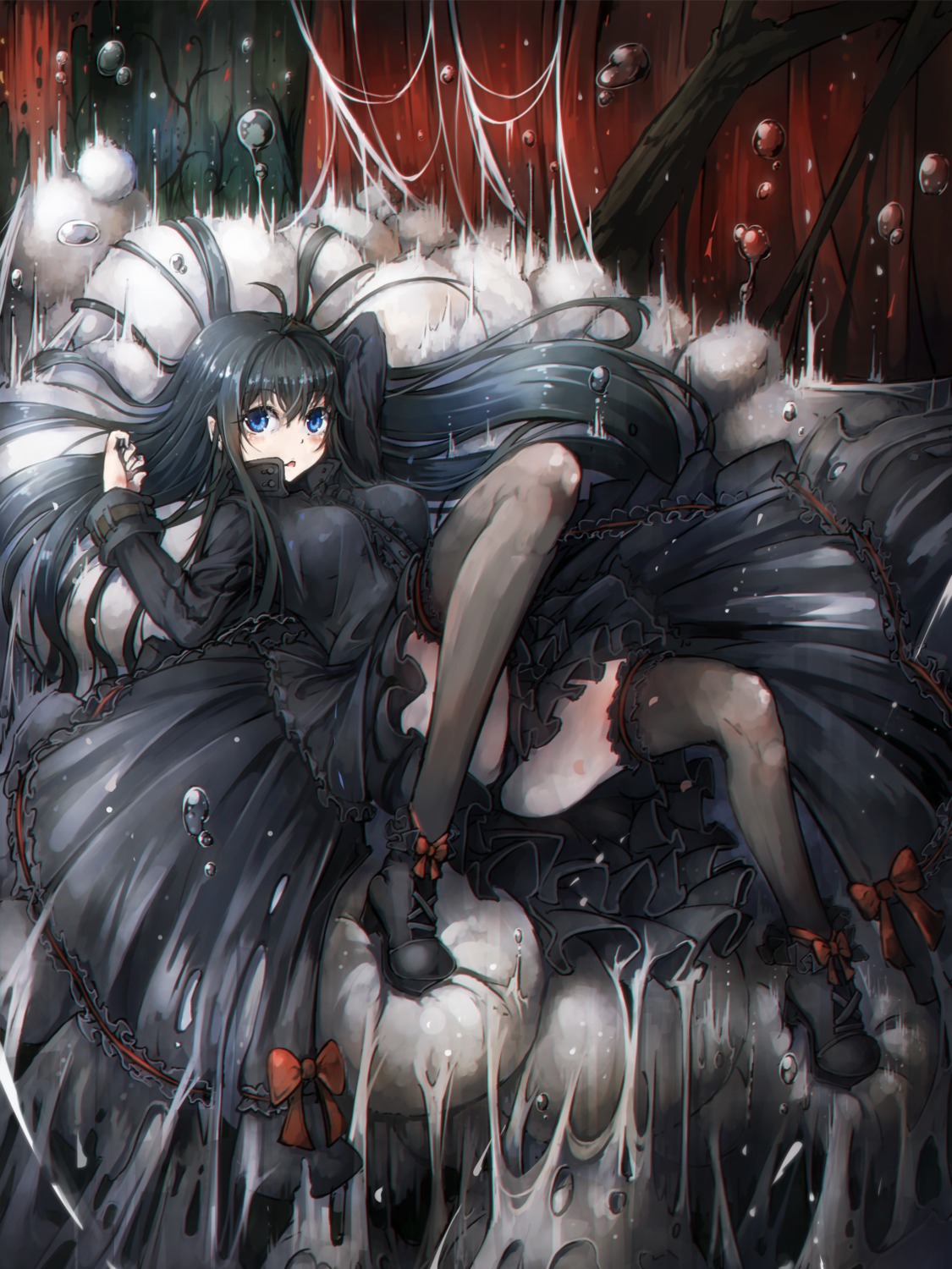 dress, gothic_lolita, heels, kajaneko, lolita_fashion, pantsu, thighhighs