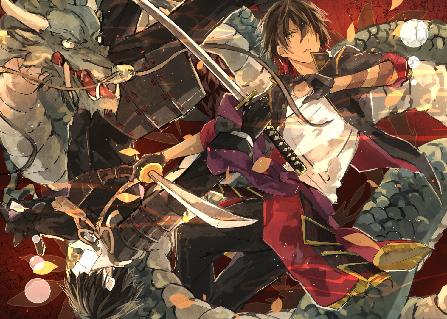 male, mikanururu, ookurikara_(tourabu), shokudaikiri_mitsutada, touken_ranbu