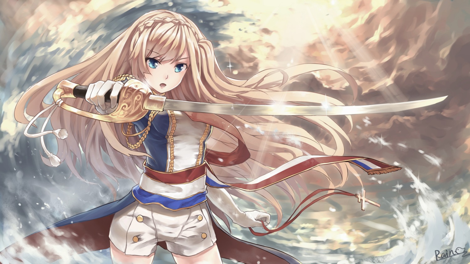 rain_(artist), richelieu_(zhanjianshaonv), sword, uniform, zhanjianshaonv
