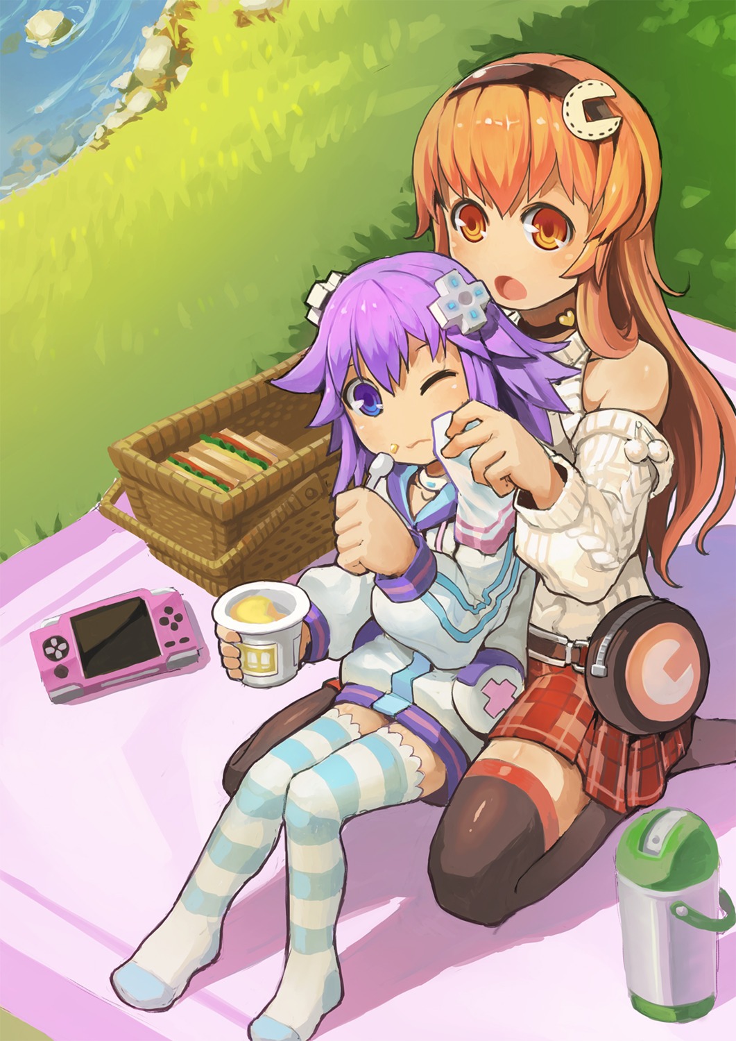 choujigen_game_neptune, compa, dress, neptune, segamark, thighhighs