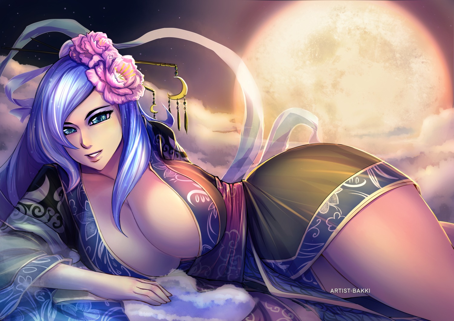 asian_clothes, cleavage, my_little_pony, my_little_pony:_friendship_is_magic, no_bra, open_shirt, princess_luna
