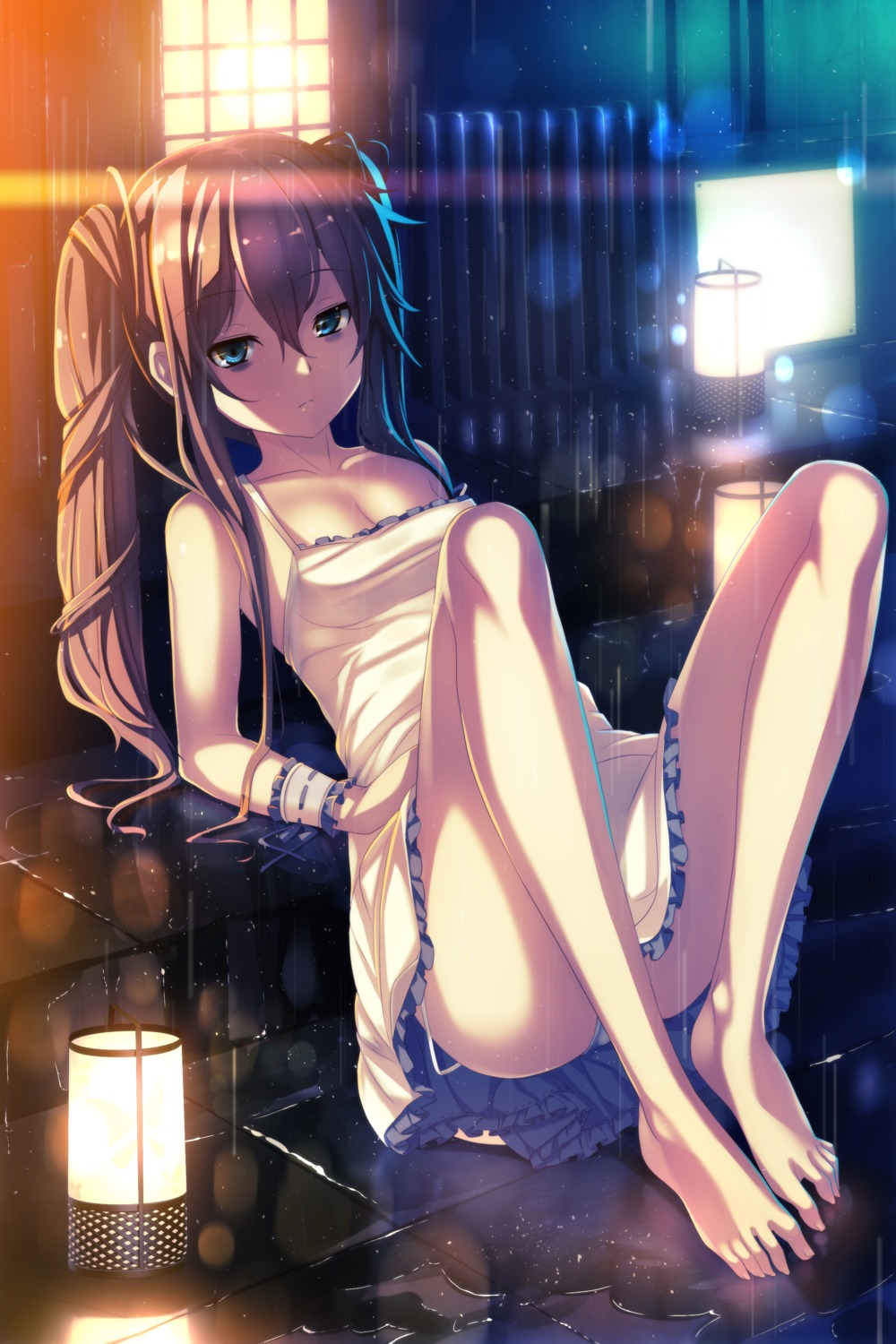cleavage, dress, feet, pantsu, wet, yuuji_(yukimimi)