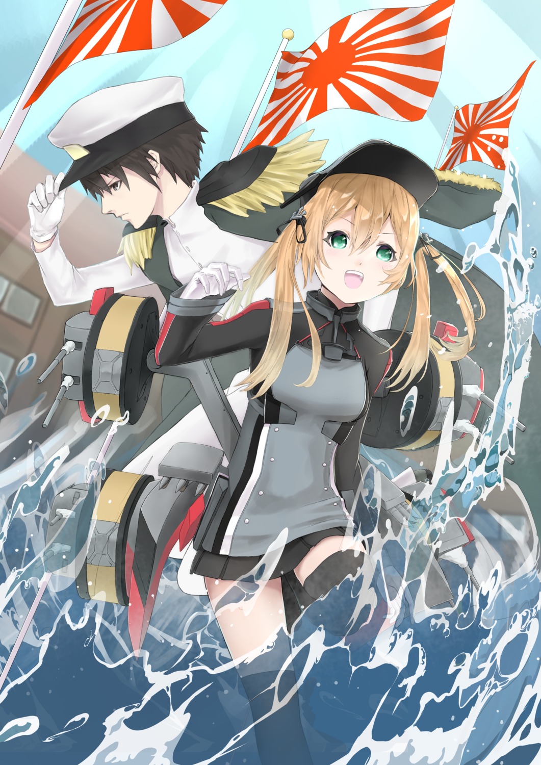 admiral_(kancolle), aizawa_masaya, kantai_collection, prinz_eugen_(kancolle), thighhighs, wet