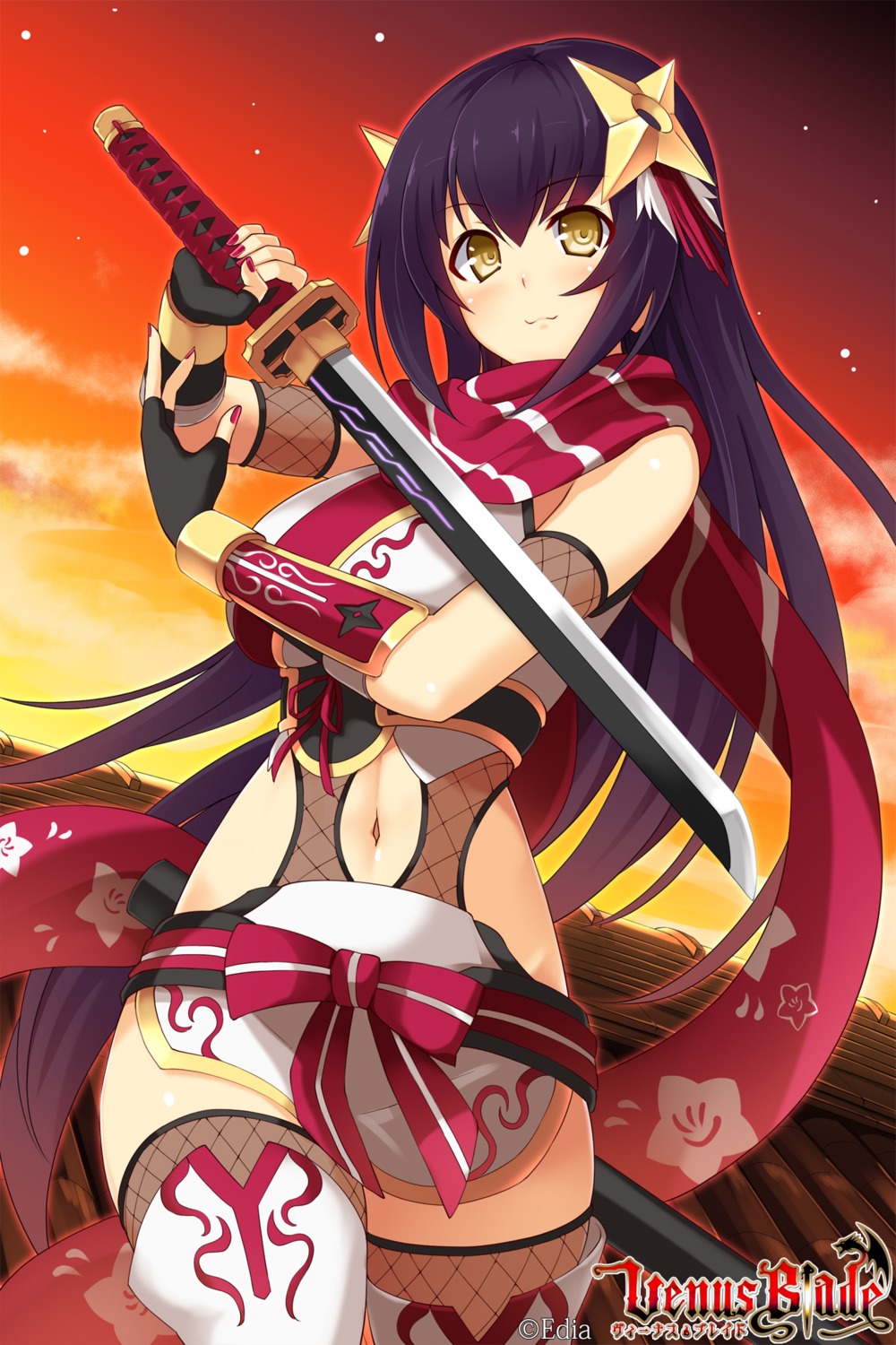 fishnets, hisen_kaede, sword, thighhighs, venus_blade