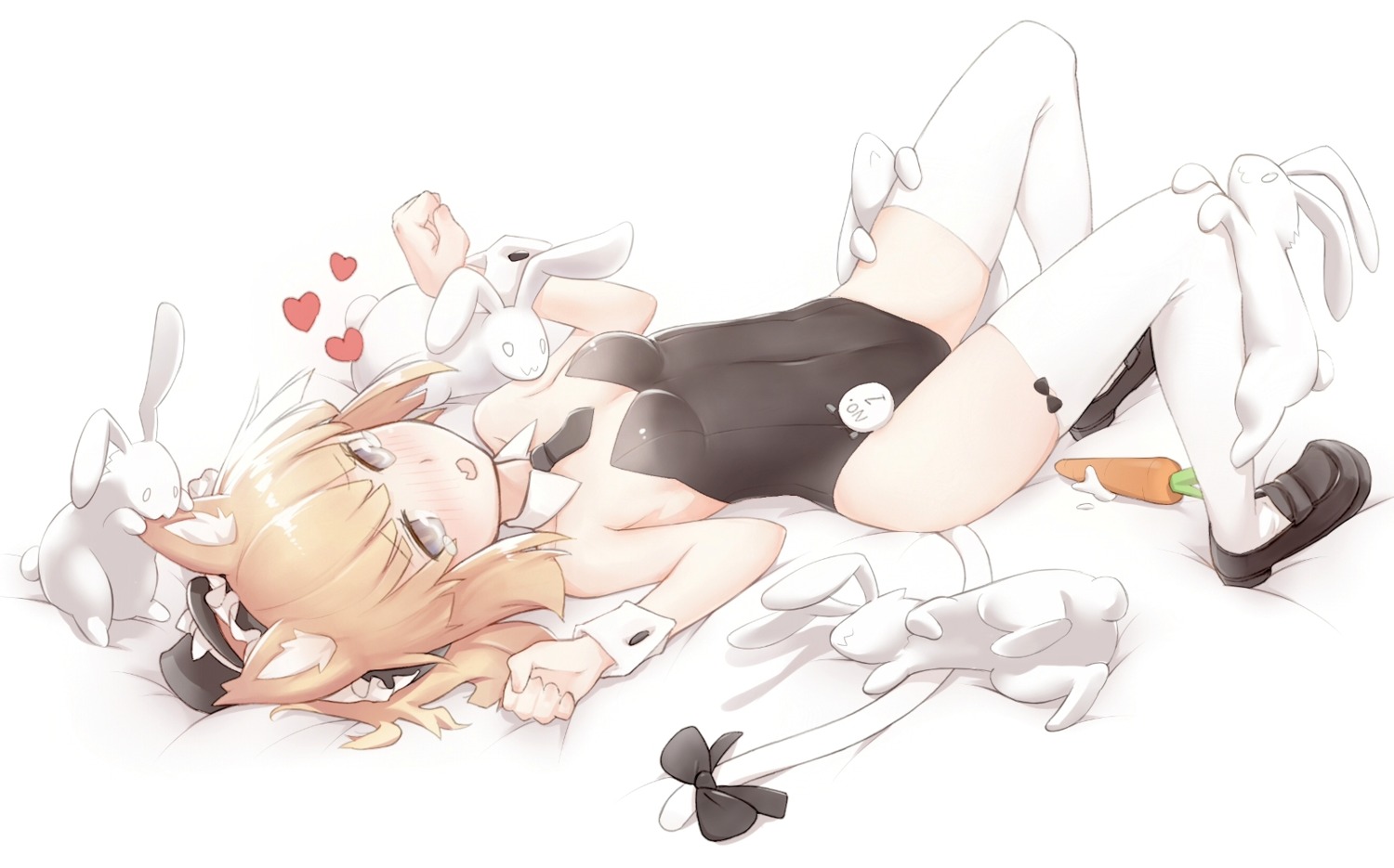 animal_ears, cleavage, doyou_tengoku_pikaraji, no_bra, tail, thighhighs