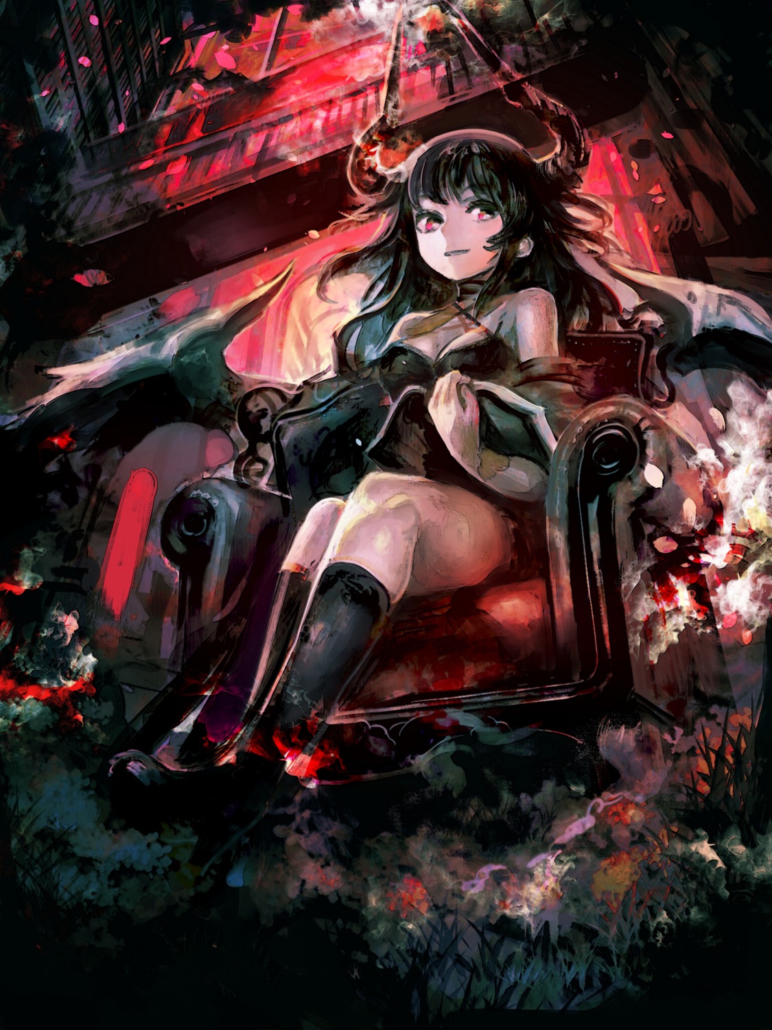 cleavage, horns, orga, wings