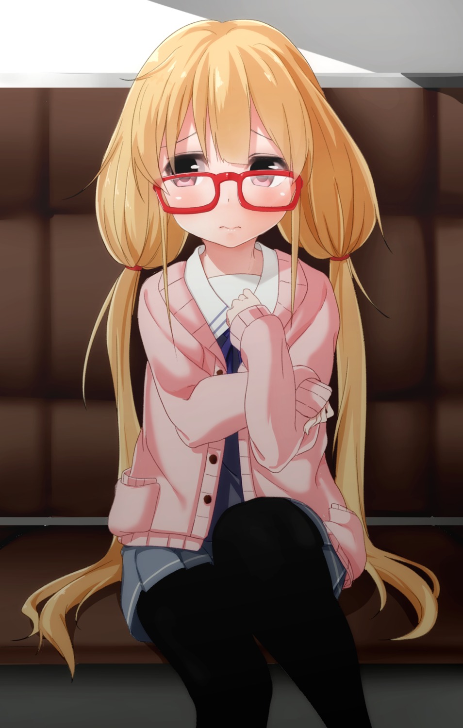 cosplay, futaba_anzu, kyoukai_no_kanata, megane, pantyhose, ratsuku_kinoko, seifuku, sweater, the_idolm@ster, the_idolm@ster_cinderella_girls