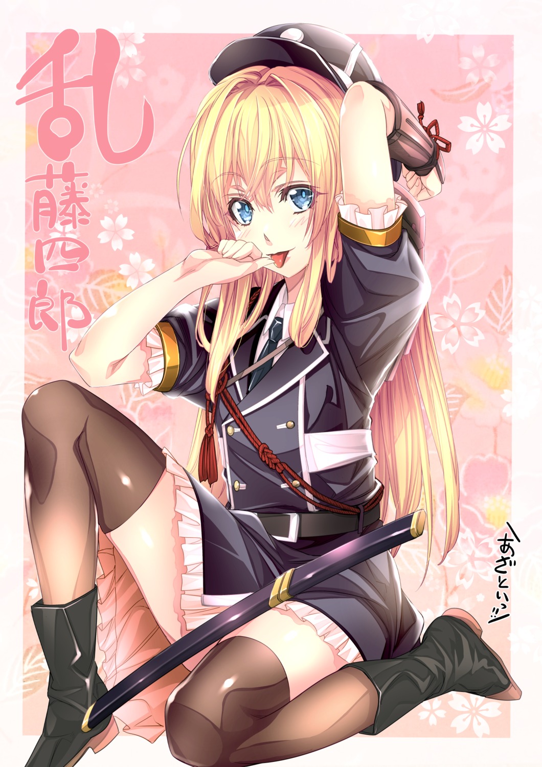 heels, ichikawa_ryuunosuke, midare_toushirou, sword, thighhighs, touken_ranbu, trap, uniform
