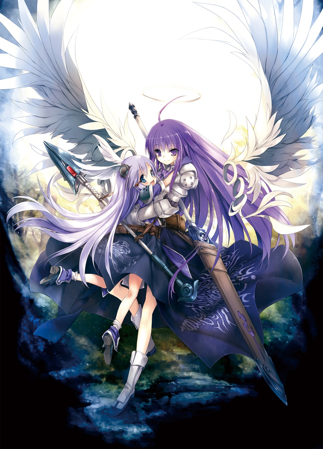armor, aselia_bluespirit, dress, eien_no_aselia, heels, hitomaru, sword, weapon, wings