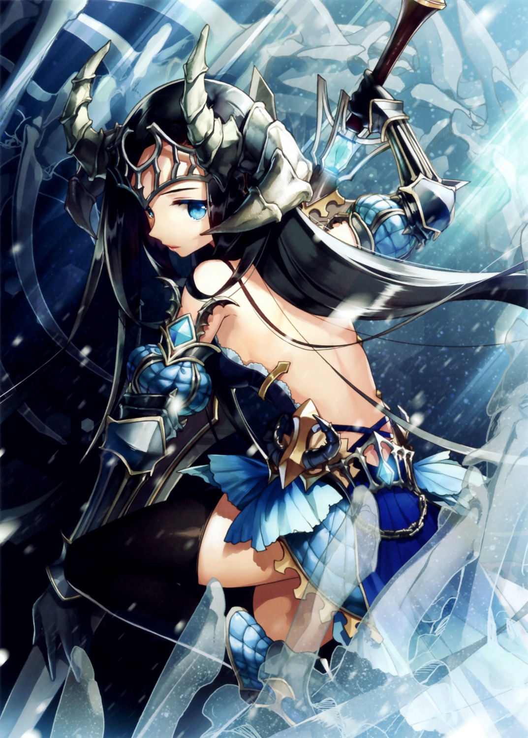 armor, no_bra, qurare:_magic_library, salty, sword, thighhighs