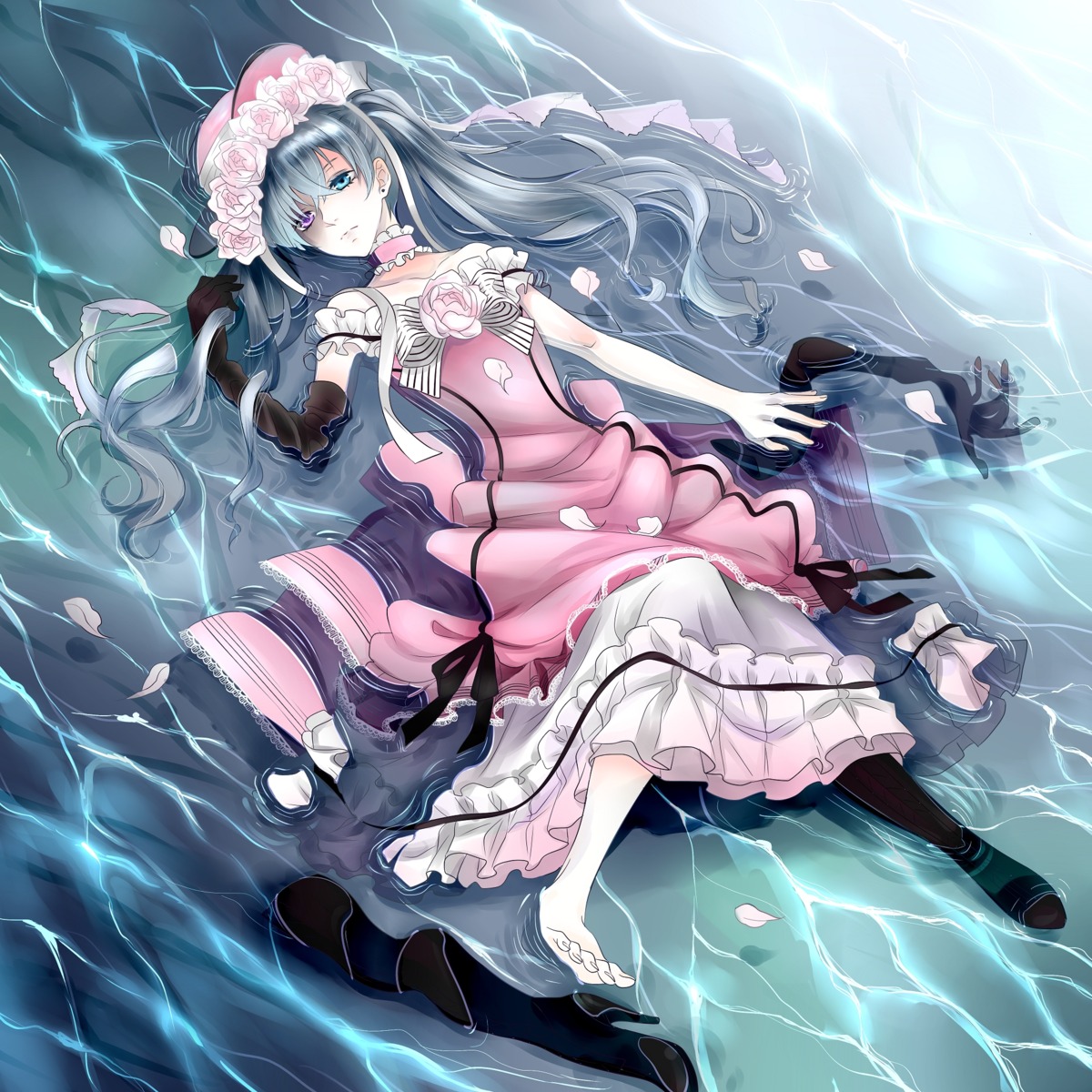 chiarasanchi, ciel_phantomhive, dress, feet, heels, heterochromia, kuroshitsuji, male, trap