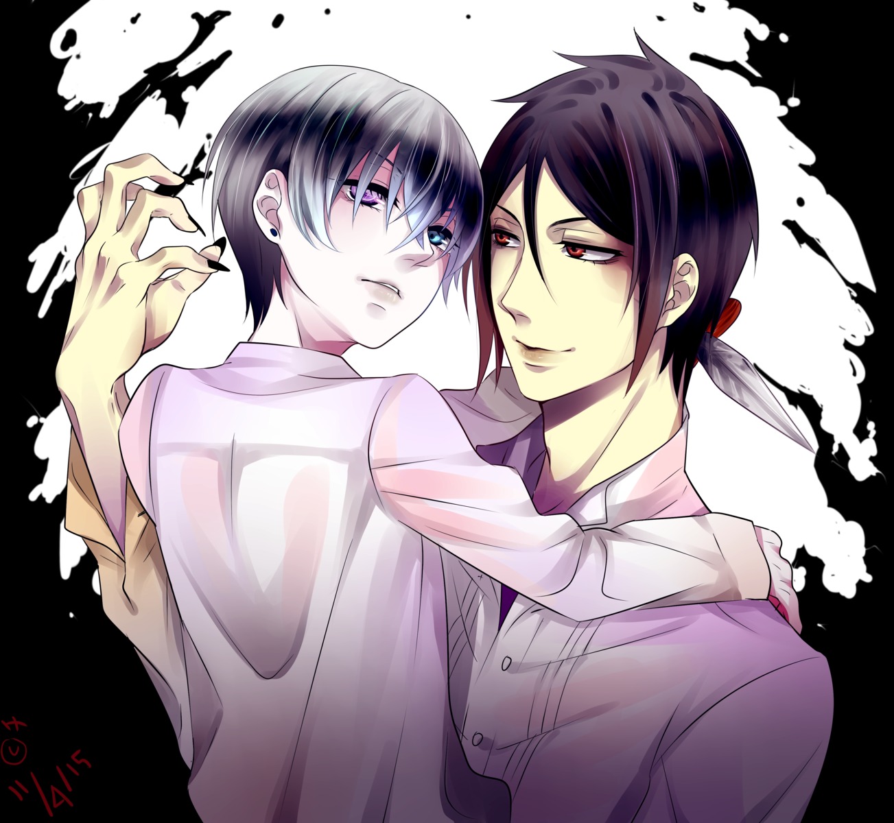 chiarasanchi, ciel_phantomhive, heterochromia, kuroshitsuji, male, sebastian_michaelis