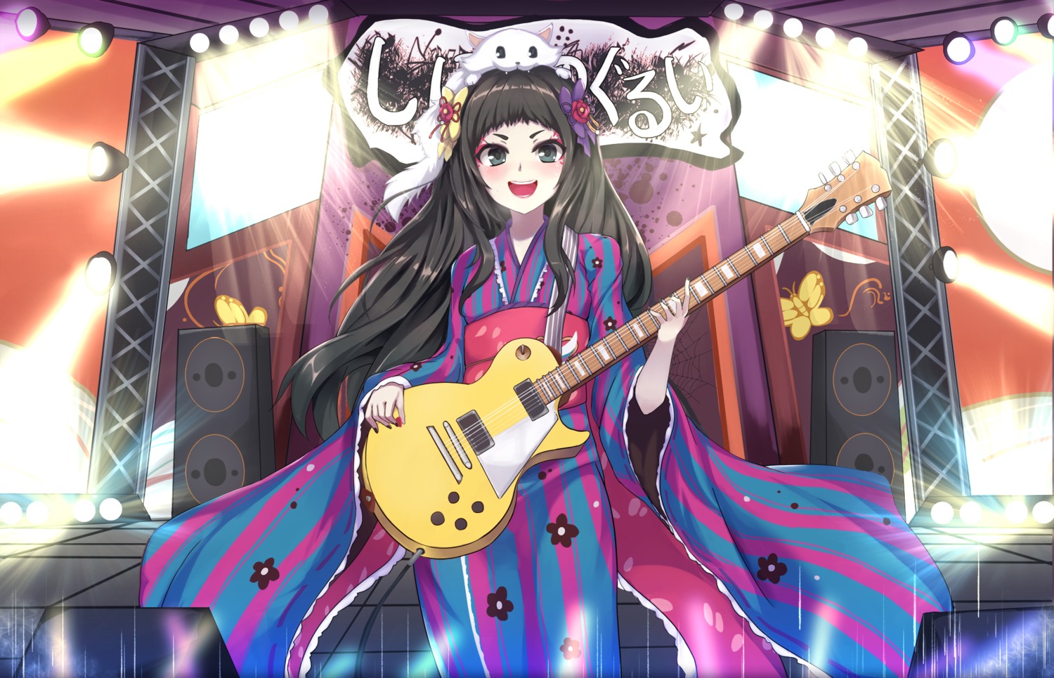 eruthika, guitar, mari_mari, show_by_rock!!, yukata