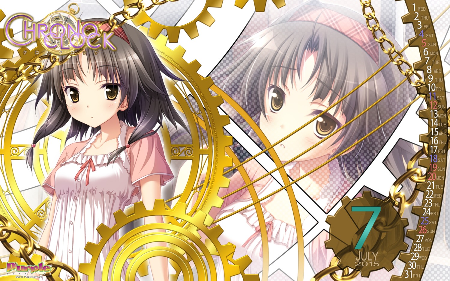 calendar, chrono_clock, purple_software, suzuki_miu, tsukimori_hiro, wallpaper
