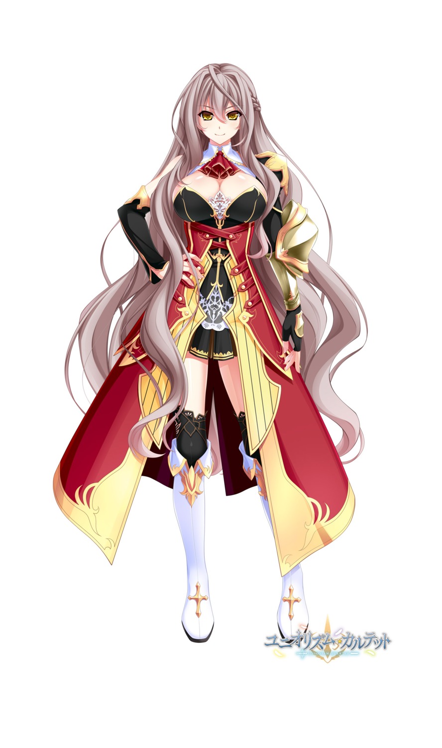 armor, cleavage, dress, tagme, thighhighs, unionism_quartet