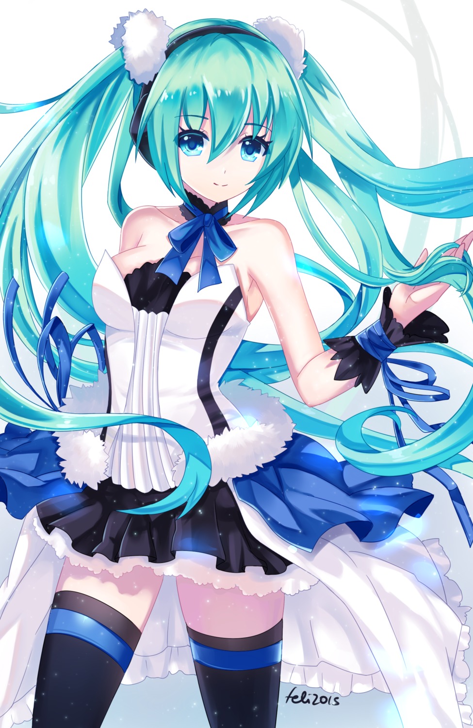 7th_dragon, 7th_dragon_2020, cleavage, felicia-val, hatsune_miku, thighhighs, vocaloid