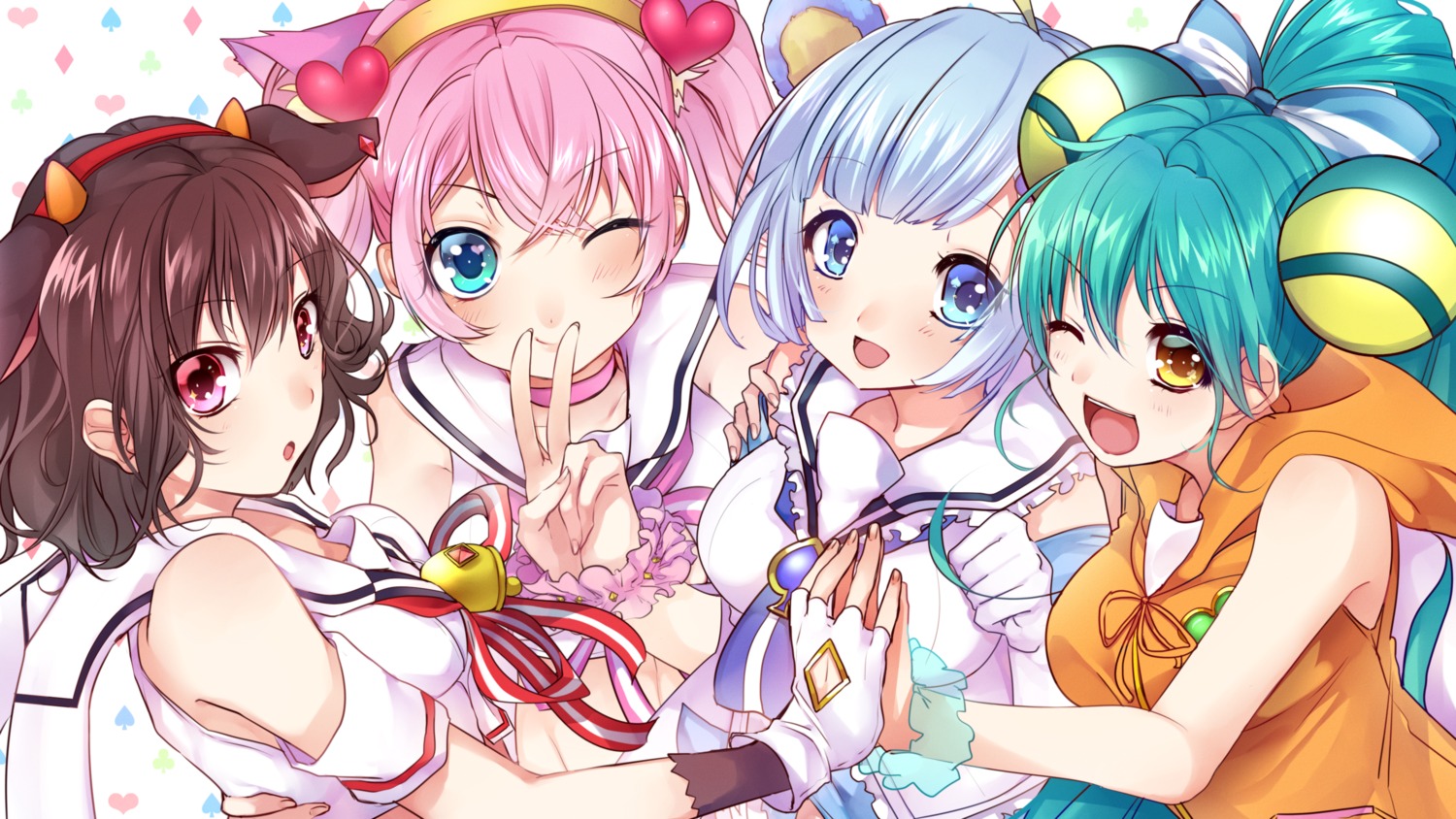 animal_ears, holmy_(show_by_rock!), horns, jacqueline_(show_by_rock!), kawa_(masru), rosia_(show_by_rock!), show_by_rock!!, tsukino_(show_by_rock!)