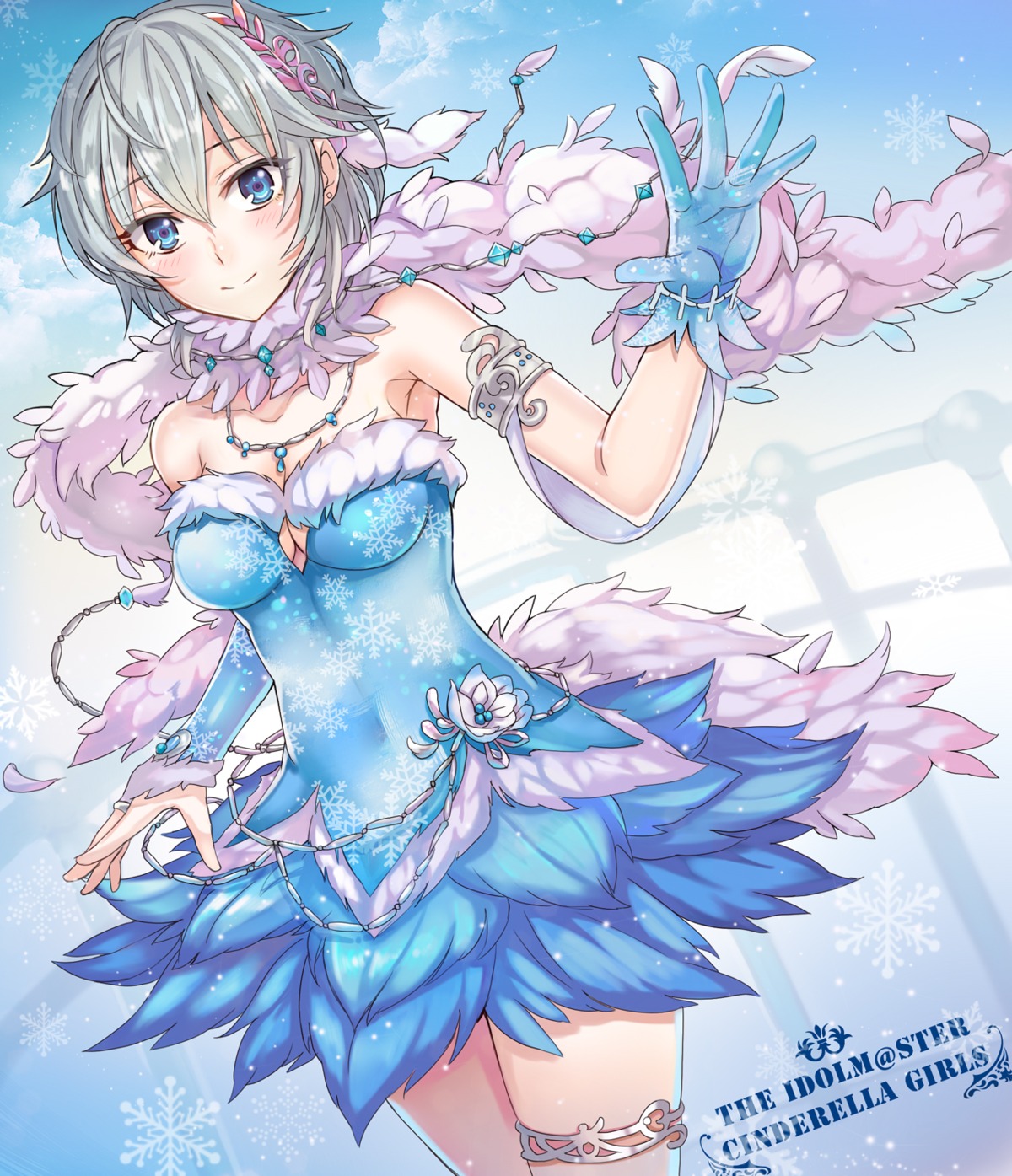 anastasia_(idolm@ster), ashita_(2010), cleavage, dress, garter, no_bra, the_idolm@ster, the_idolm@ster_cinderella_girls