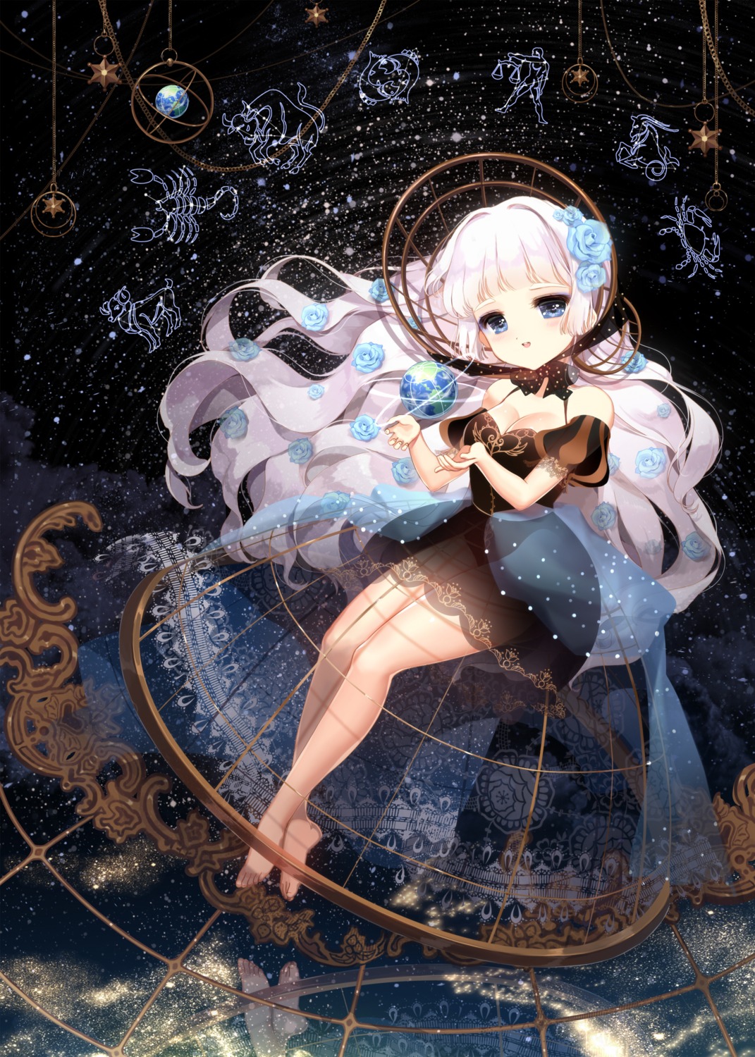 cleavage, dress, feet, million_arthur_irakon_ken, million_arthur_irakon_ma, see_through, siloteddy