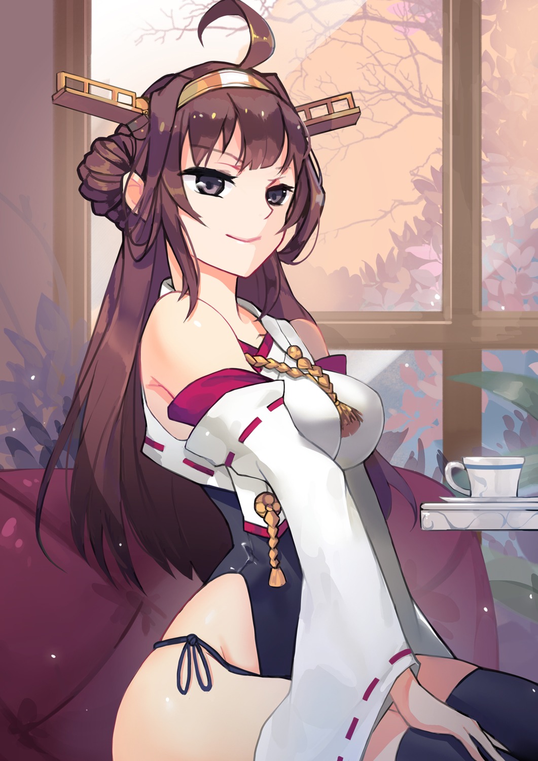kantai_collection, kongou_(kancolle), pantsu, string_panties, thighhighs, tsubasa19900920