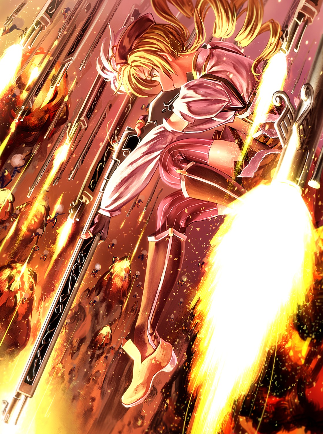 gun, heels, lain, mahou_shoujo_madoka_magica, thighhighs, tomoe_mami